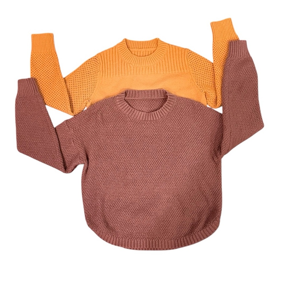 SHEIN Woman’s Medium (Size 6)Brown&Mustard Ribbed & Knit Sweater’s